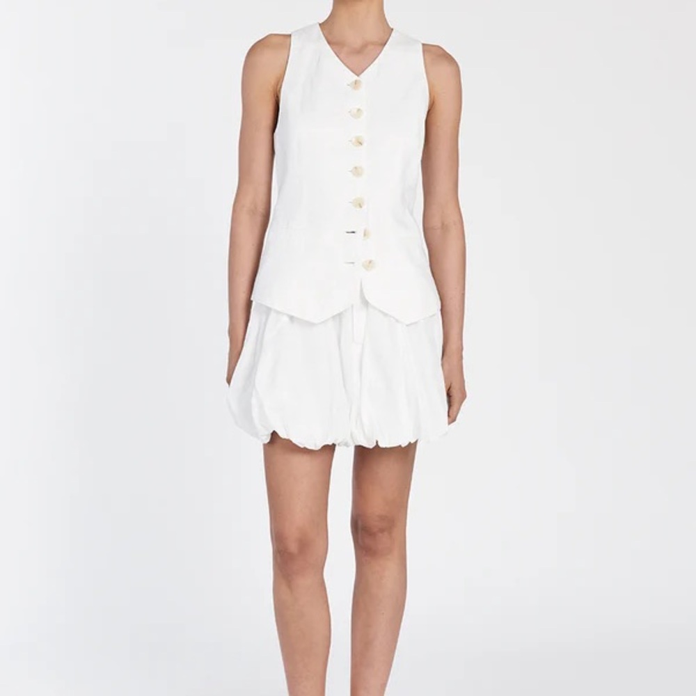 WHITE LINEN MINI SKIRT